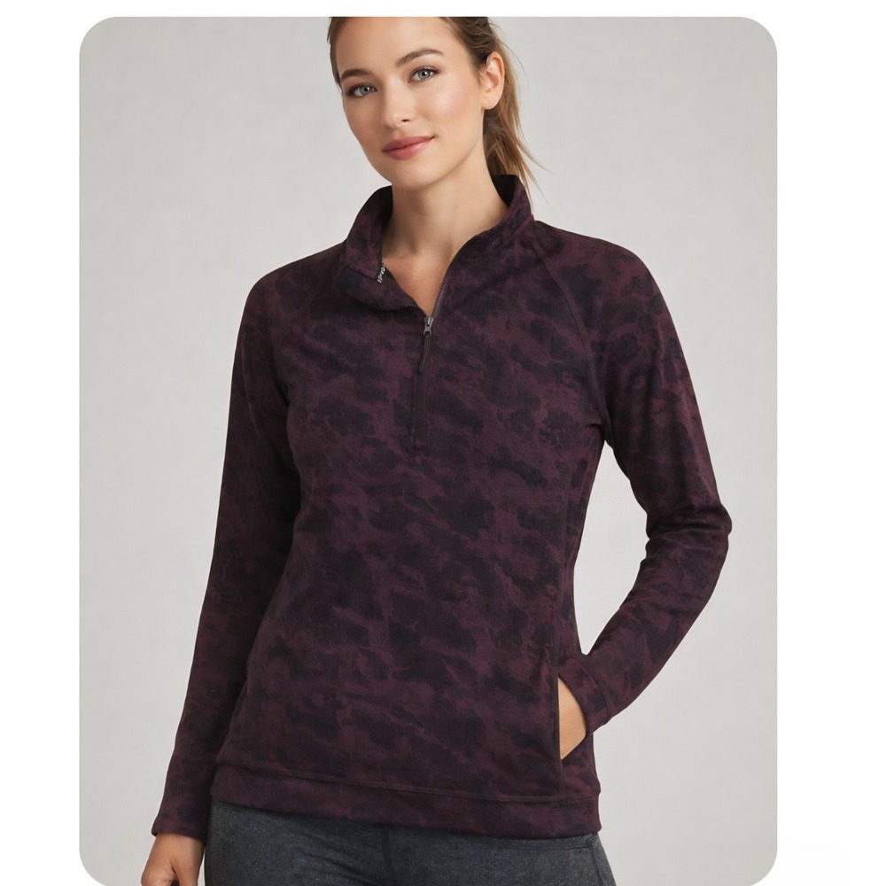 Spyder Half Zip Purple Black Long Sleeve Womens Size Small Top ski fall layer‎
